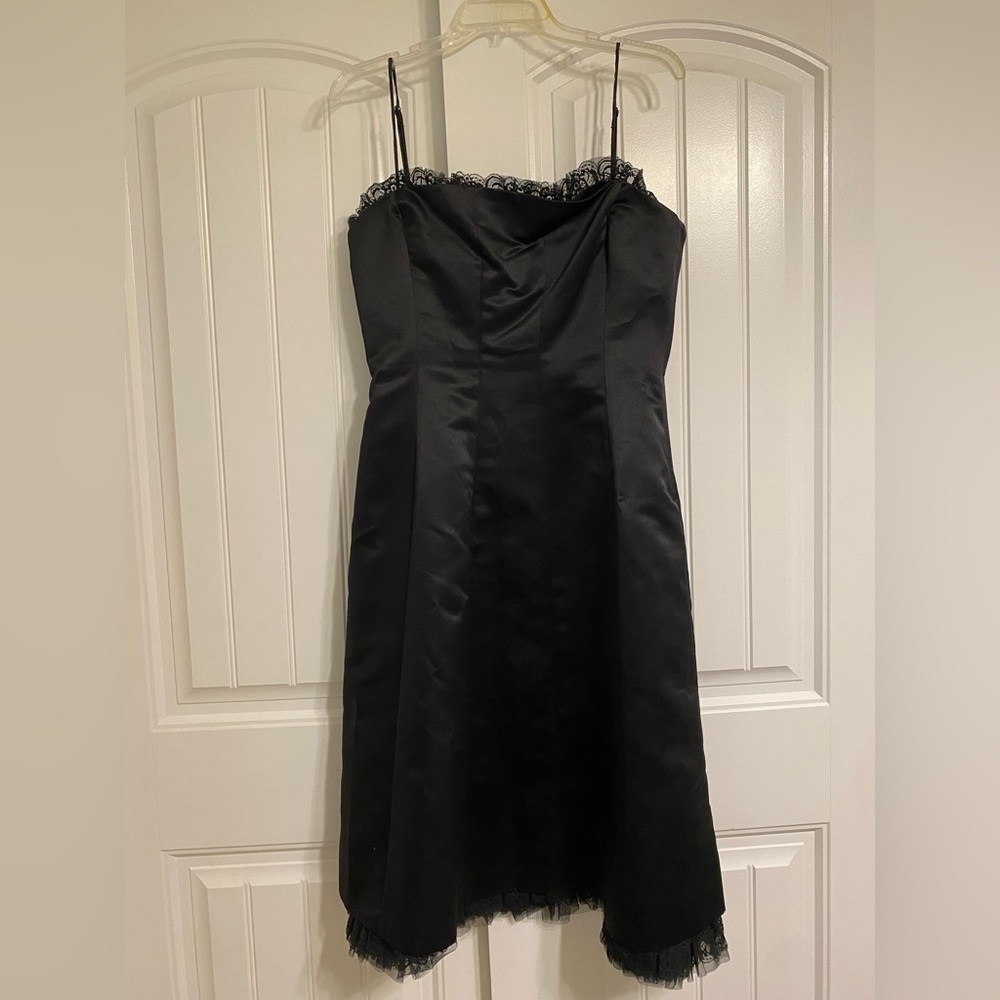BCBG MAXAZRIA Black Formal MIDI Dress with Lace